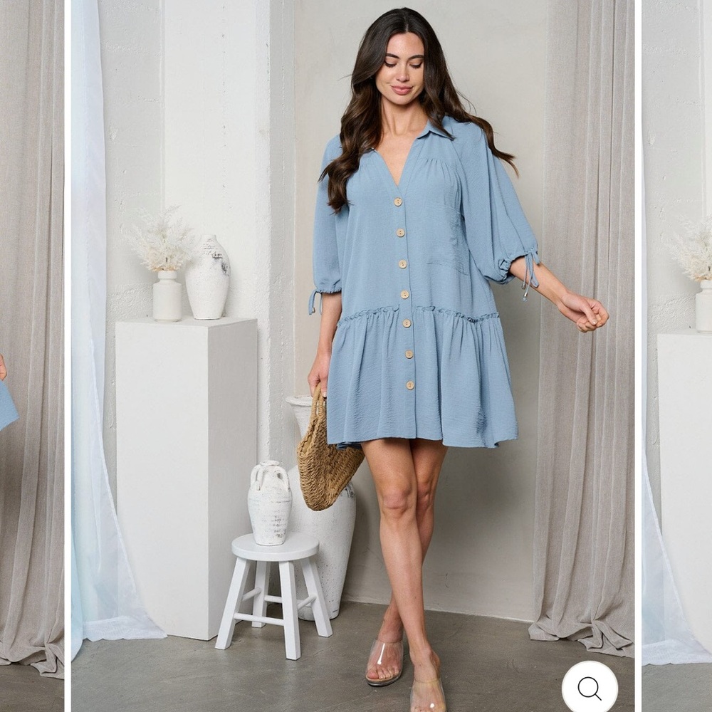 BNWT Ruffle Tunic Mini Dress - Picture 2 of 3